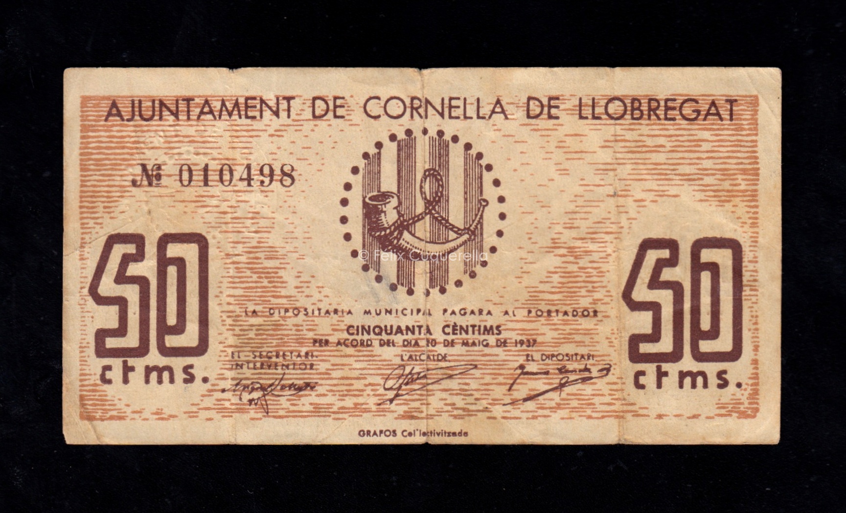 Cornella de Llobregat (Barcelona), 50 céntimos 1937, MBC- Cornella de Llobregat (Barcelona), 50 céntimos 1937, MBC-