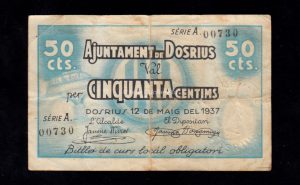 Dosrius (Barcelona), 50 céntimos 1937, B/C+