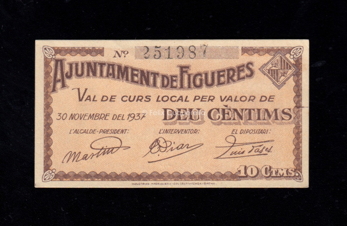 Figueres (Gerona), 10 céntimos 1937, S/C- Figueres (Gerona), 10 céntimos 1937, S/C-