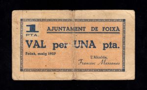 Foixá (Gerona), 1 peseta 1937 , B/C+