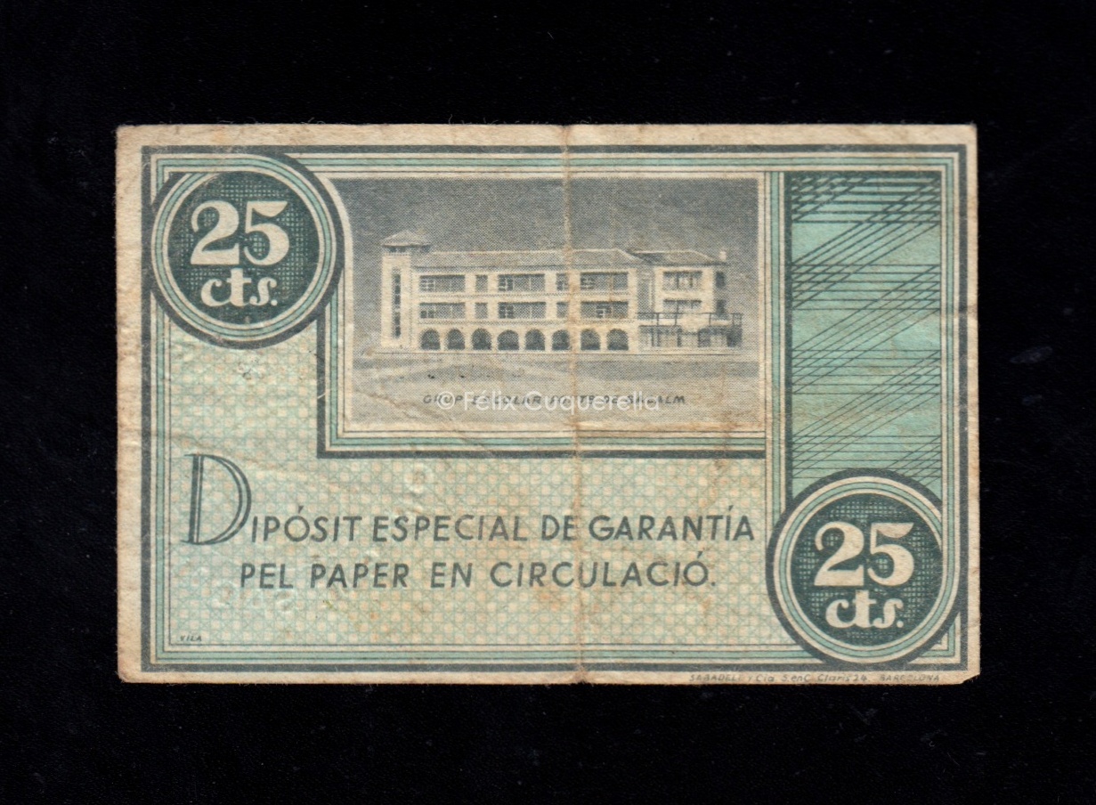 Fonts de Sacalm (Gerona), 25 céntimos 1937 , MBC- Fonts de Sacalm (Gerona), 25 céntimos 1937 , MBC-