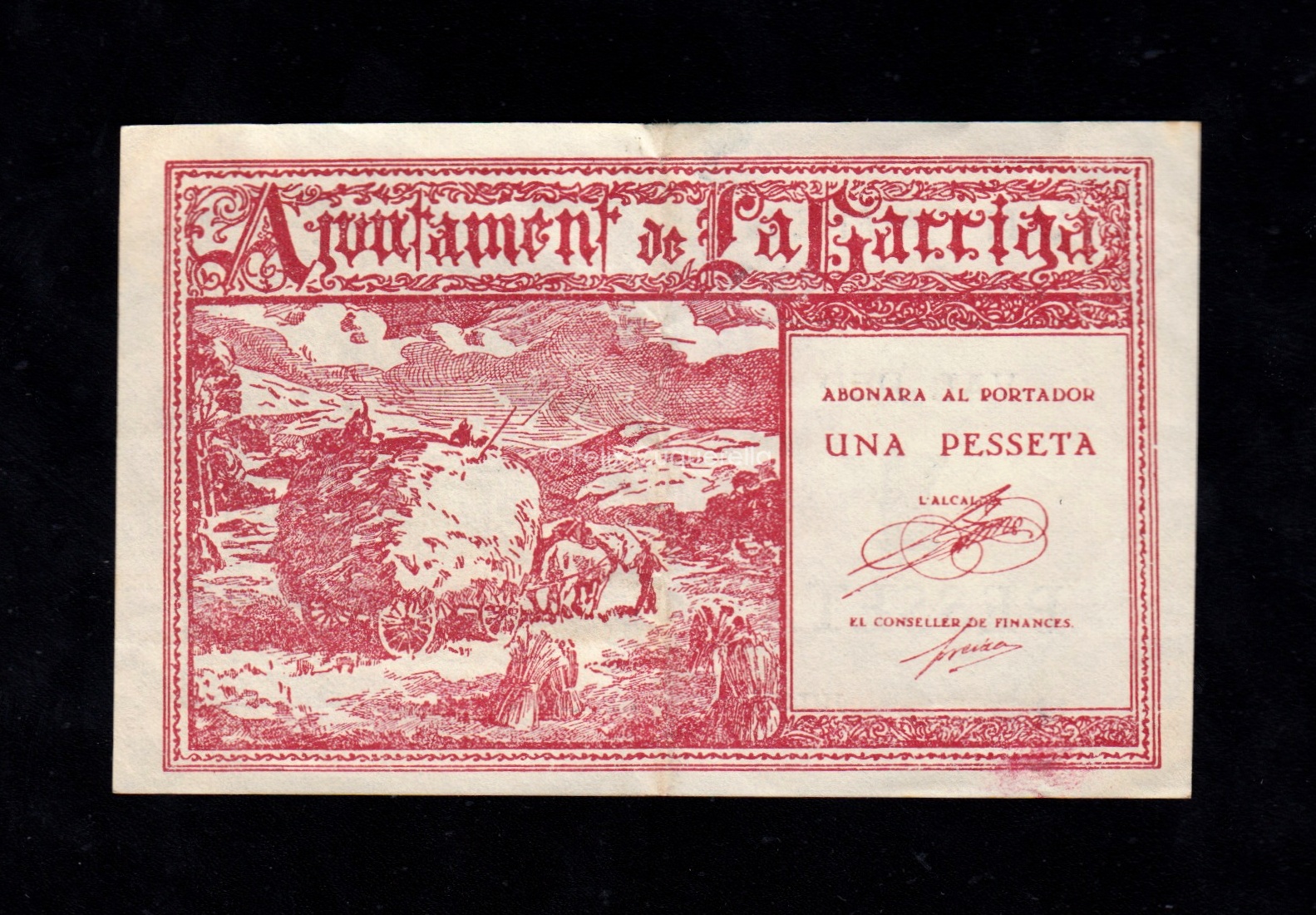 La Garriga (Barcelona), 1 peseta 1937, EBC- La Garriga (Barcelona), 1 peseta 1937, EBC-