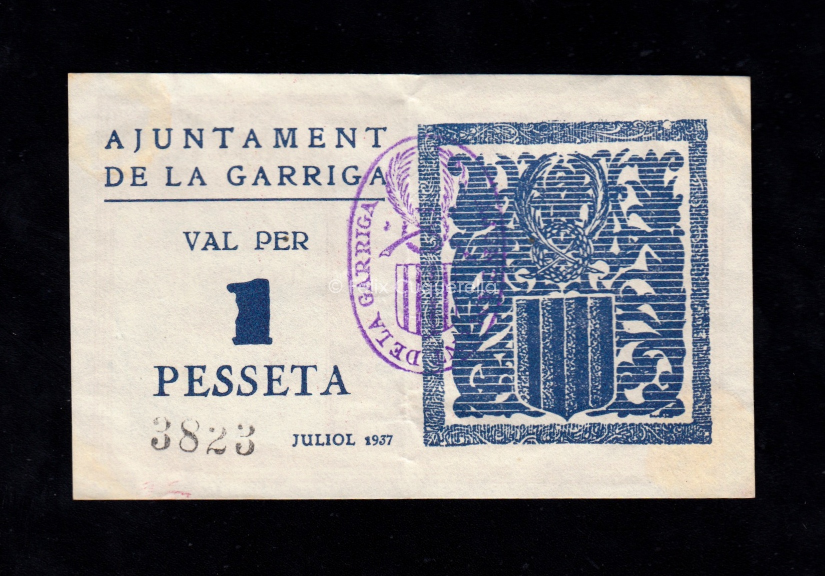 La Garriga (Barcelona), 1 peseta 1937, EBC- La Garriga (Barcelona), 1 peseta 1937, EBC-