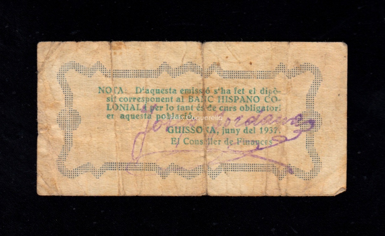 Guissona (Lérida), 50 céntimos 1937, B/C Guissona (Lérida), 50 céntimos 1937, B/C