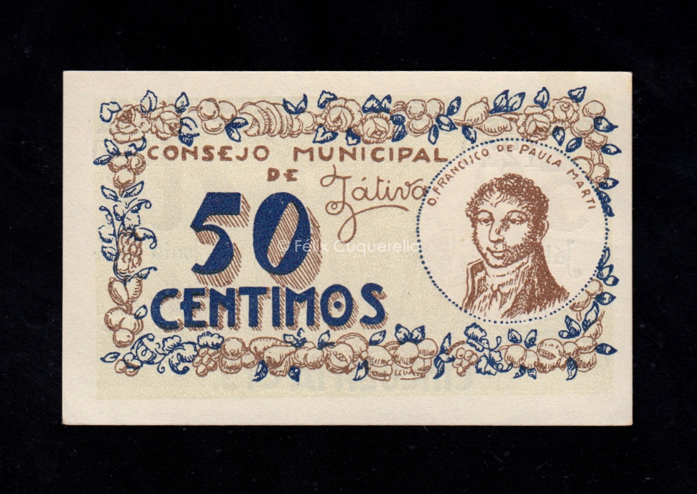 Játiva (Valencia), 50 céntimos 1937, S/C- Játiva (Valencia), 50 céntimos 1937, S/C-
