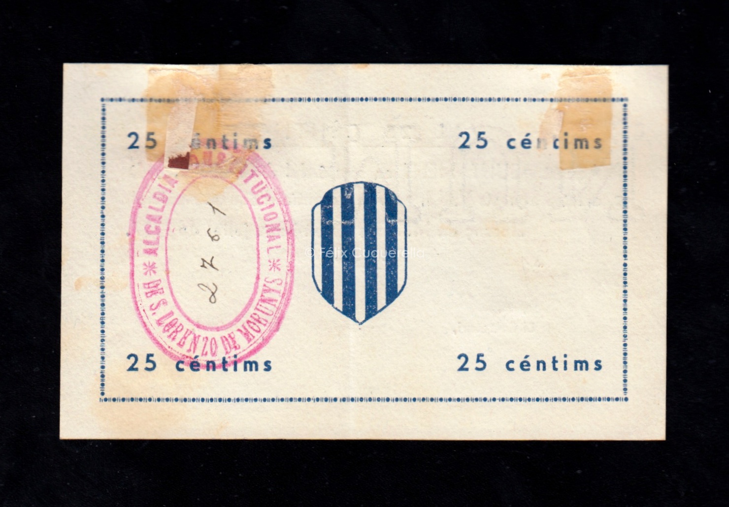 Llorenç de Morunys (Lérida), 25 céntimos 1937, EBC- Llorenç de Morunys (Lérida), 25 céntimos 1937, EBC-