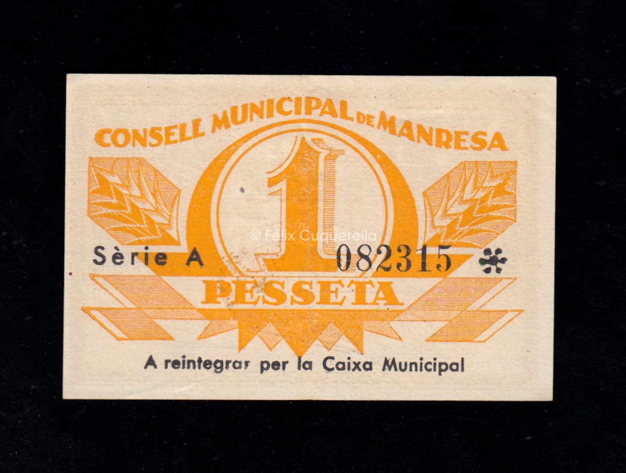 Manresa (Barcelona), 1 peseta, EBC+ Manresa (Barcelona), 1 peseta, EBC+