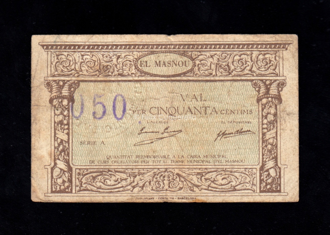 El Masnou (Barcelona), 50 céntimos, MBC- El Masnou (Barcelona), 50 céntimos, MBC-