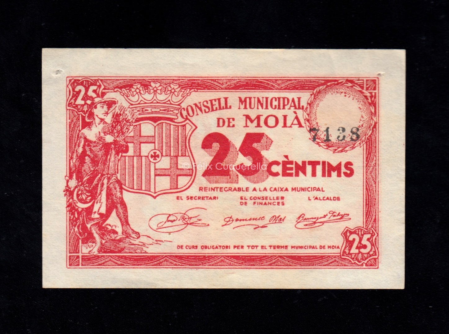 Moià (Barcelona), 25 céntimos, EBC Moià (Barcelona), 25 céntimos, EBC