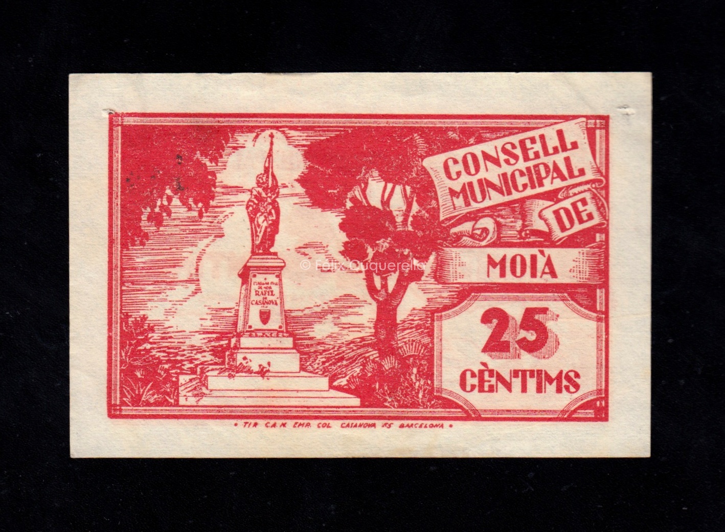 Moià (Barcelona), 25 céntimos, EBC Moià (Barcelona), 25 céntimos, EBC