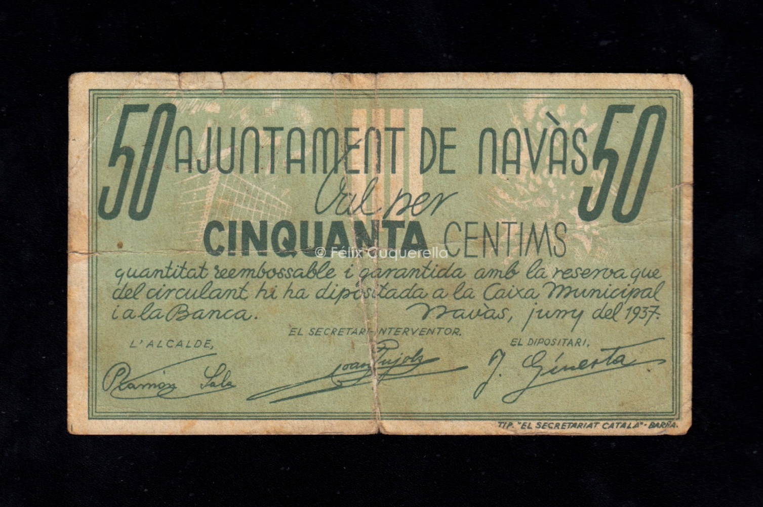 Navàs (Barcelona), 50 céntimos, B/C- Navàs (Barcelona), 50 céntimos, B/C-