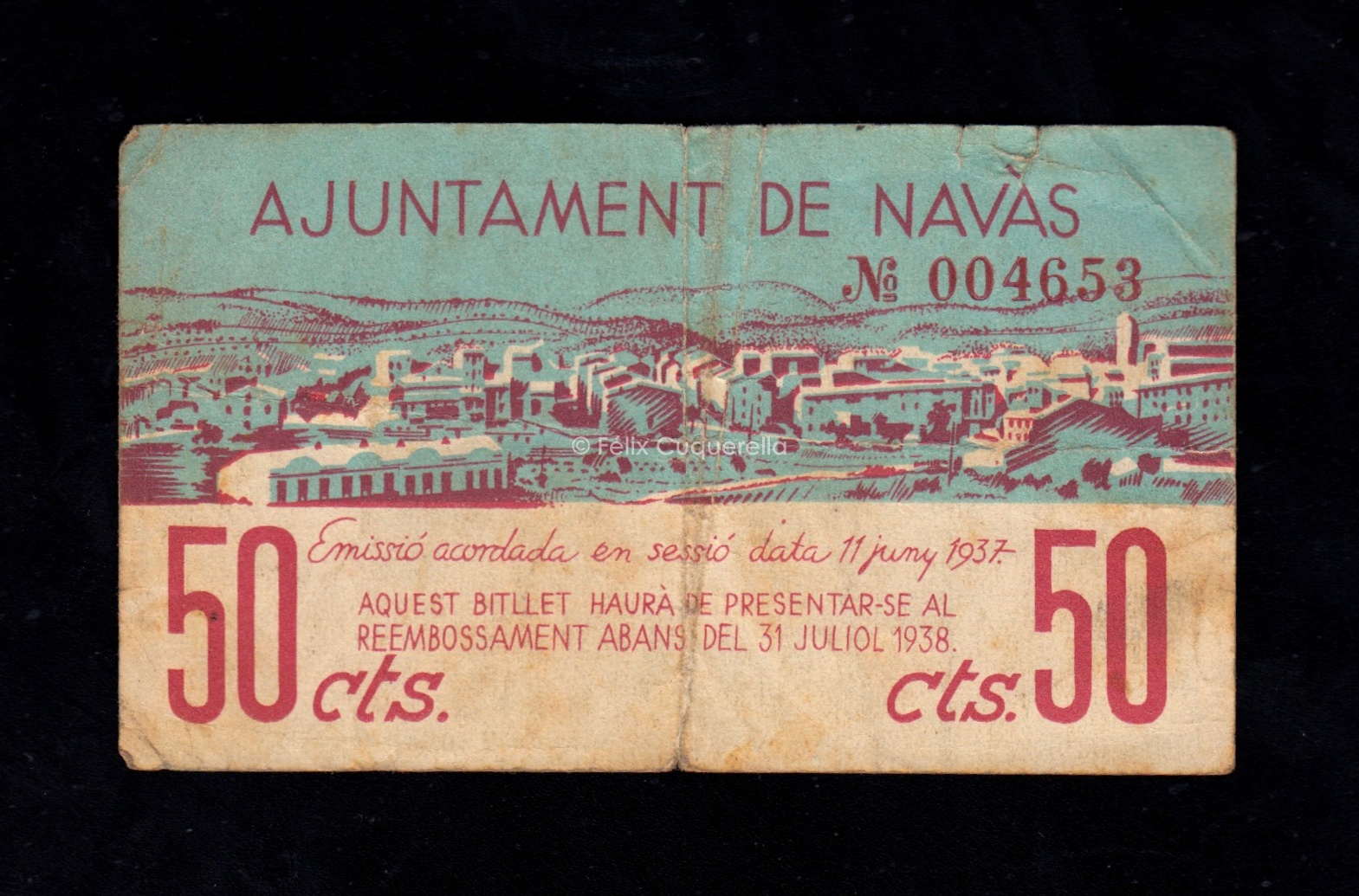 Navàs (Barcelona), 50 céntimos, B/C- Navàs (Barcelona), 50 céntimos, B/C-