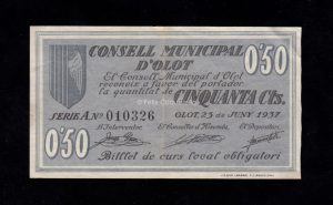 Olot (Gerona), 50 céntimos 1937, EBC-Olot (Gerona), 50 céntimos 1937, EBC-