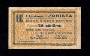 Orista (Barcelona), 25 céntimos 1937, MBC-