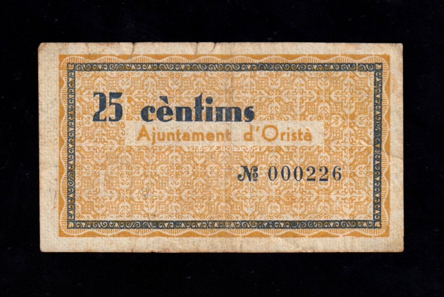Orista (Barcelona), 25 céntimos 1937, MBC- Orista (Barcelona), 25 céntimos 1937, MBC-