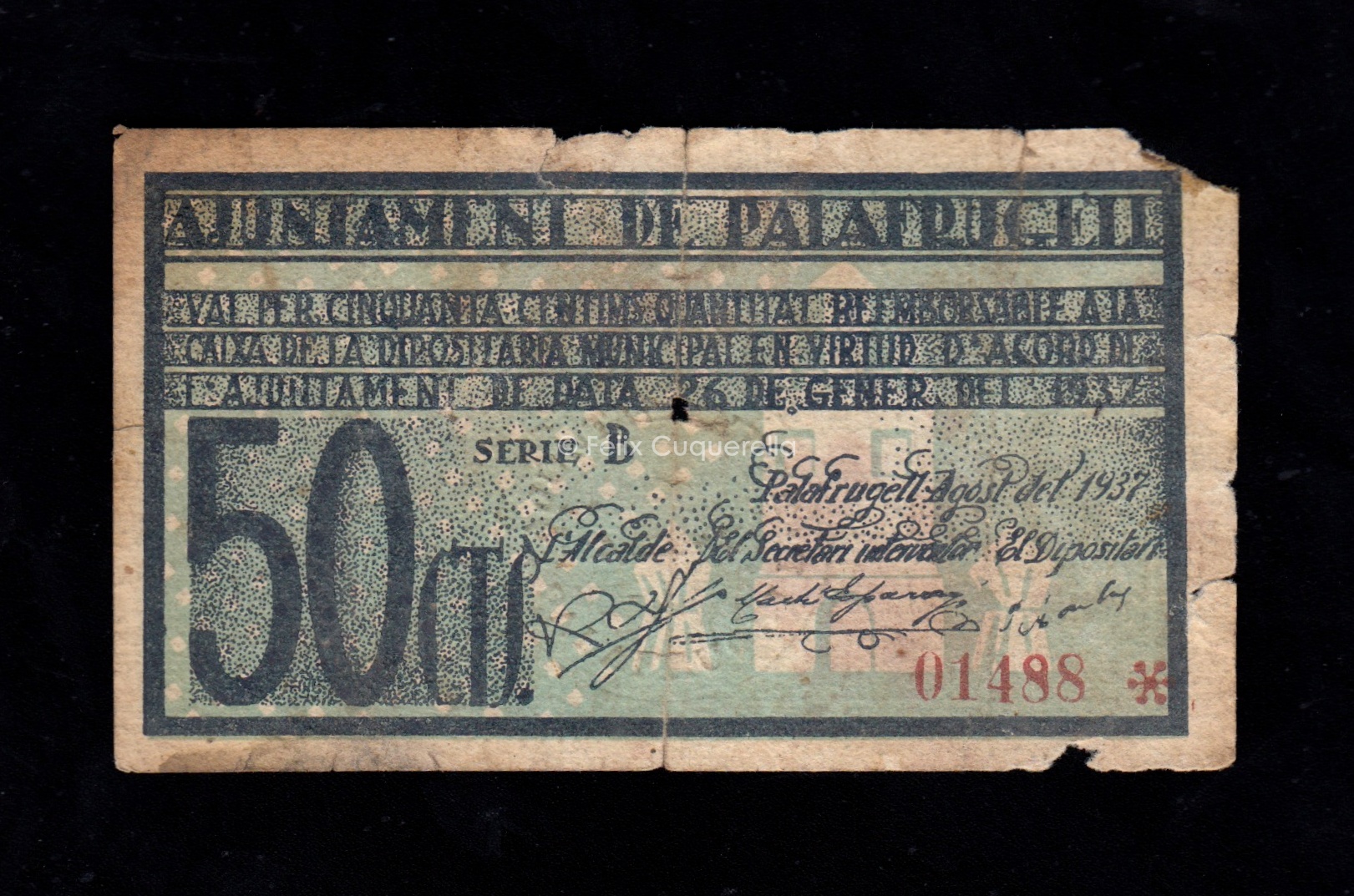 Palafrugell (Gerona), 50 céntimos 1937, B/C- Palafrugell (Gerona), 50 céntimos 1937, B/C-