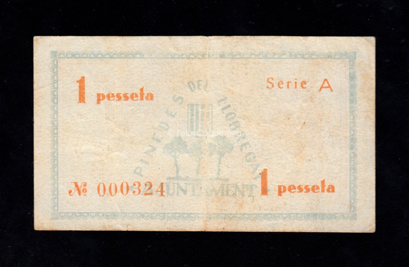 Pinedes del Llobregat (Barcelona), 1 peseta 1937, MBC Pinedes del Llobregat (Barcelona), 1 peseta 1937, MBC