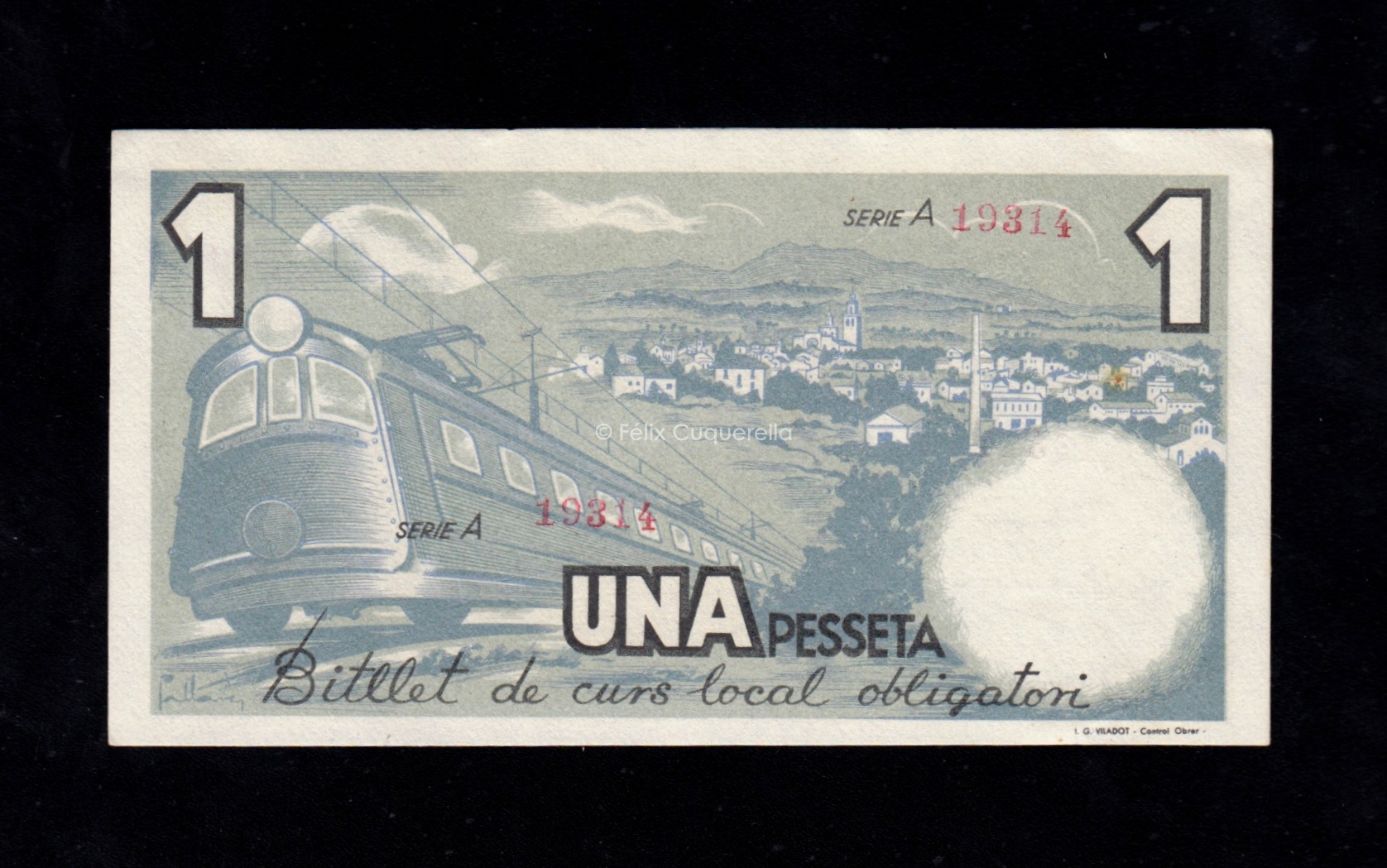 Pins del Vallés (Barcelona), 1 peseta 1937, S/C- Pins del Vallés (Barcelona), 1 peseta 1937, S/C-