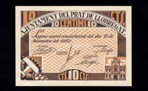 Prat de Llobregat (Barcelona), 10 céntimos 1937, S/C
