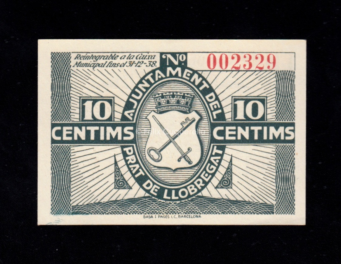 Prat de Llobregat (Barcelona), 10 céntimos 1937, S/C Prat de Llobregat (Barcelona), 10 céntimos 1937, S/C