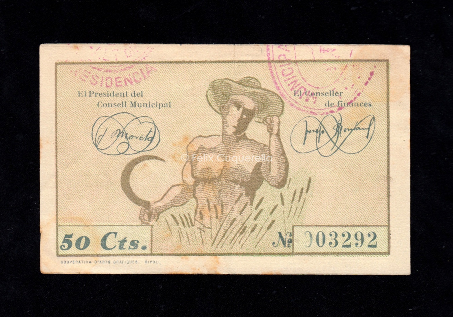 Puig-Alt de Ter (Gerona), 50 céntimos, EBC- Puig-Alt de Ter (Gerona), 50 céntimos, EBC-