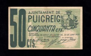 Puigreig (Barcelona), 50 céntimos 1937, EBC