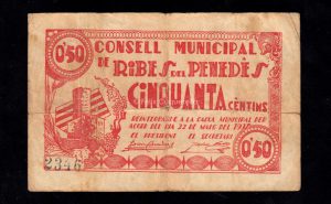 Ribes del Penedès (Barcelona), 50 céntimos 1937, B/C+