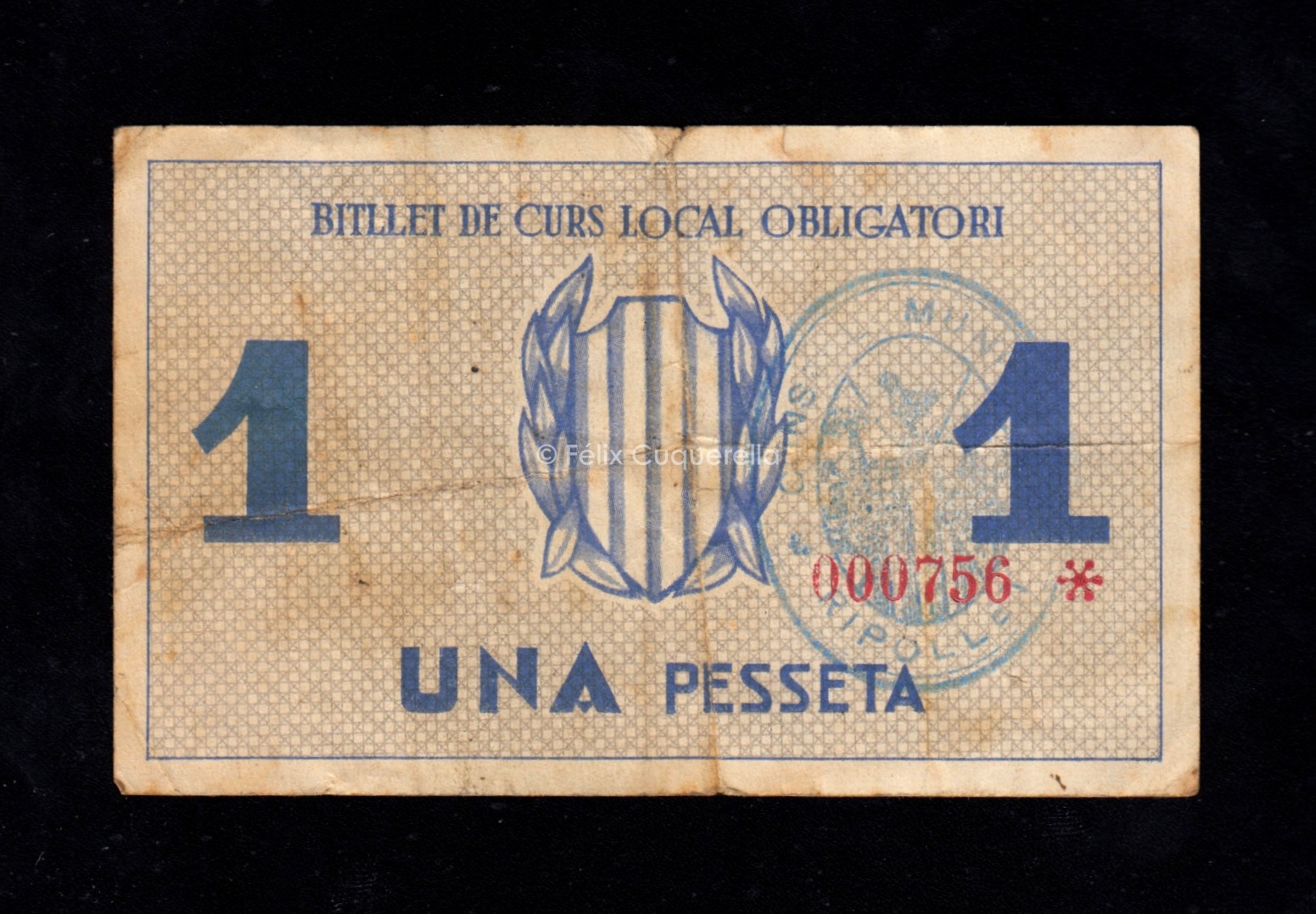 Ripollet (Barcelona), 1 peseta 1937, MBC- Ripollet (Barcelona), 1 peseta 1937, MBC-
