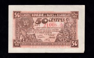 Roses de Llobregat (Barcelona), 50 céntimos 1937, EBC+