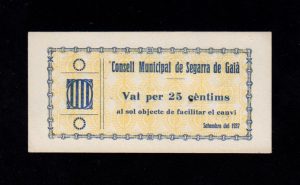 Segarra de Gaià (Lérida), 25 céntims 1937, S/C-