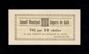 Segarra de Gaià (Lérida), 50 céntims 1937, S/C-