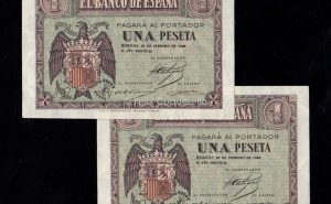 Pareja correlativa 1 Peseta Febrero 1938, serie E, S/C-