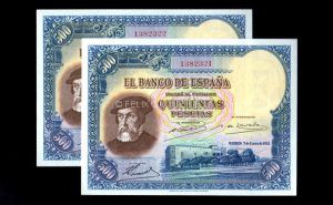 Pareja correlativa 500 Pesetas 1935, sin serie, S/C