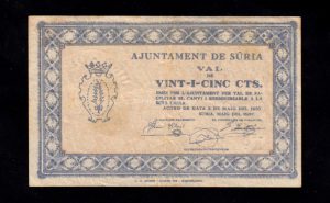 Suria (Barcelona), 25 céntimos 1937, MBC-