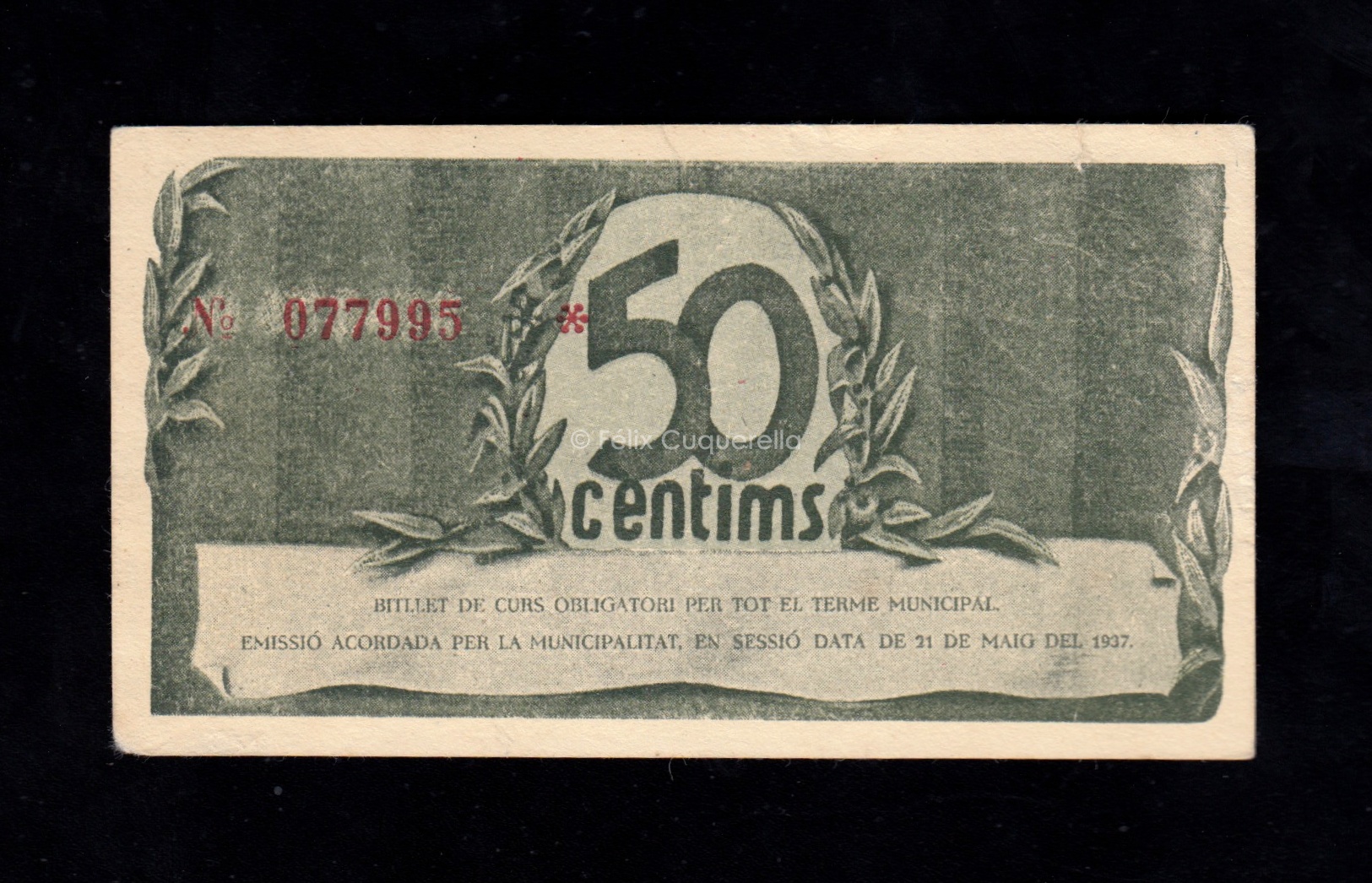 Terrassa (Barcelona), 50 céntimos 1937, S/C- Terrassa (Barcelona), 50 céntimos 1937, S/C-