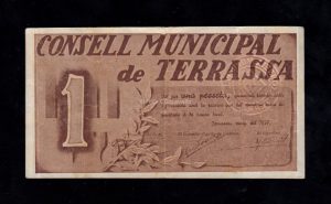 Terrassa (Barcelona), 1 peseta 1937, EBC-