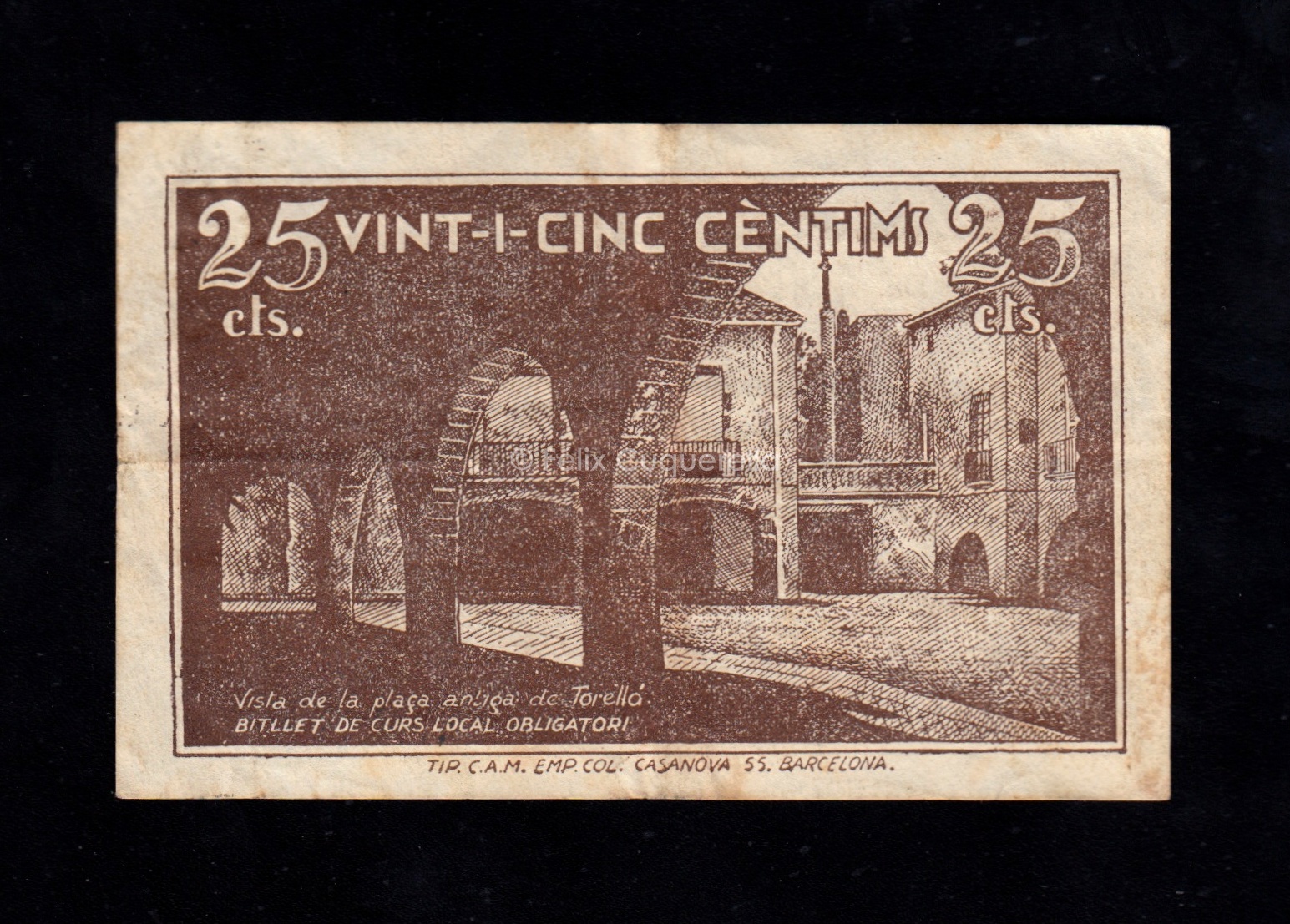 Torelló (Barcelona), 25 céntimos 1937, MBC- Torelló (Barcelona), 25 céntimos 1937, MBC-