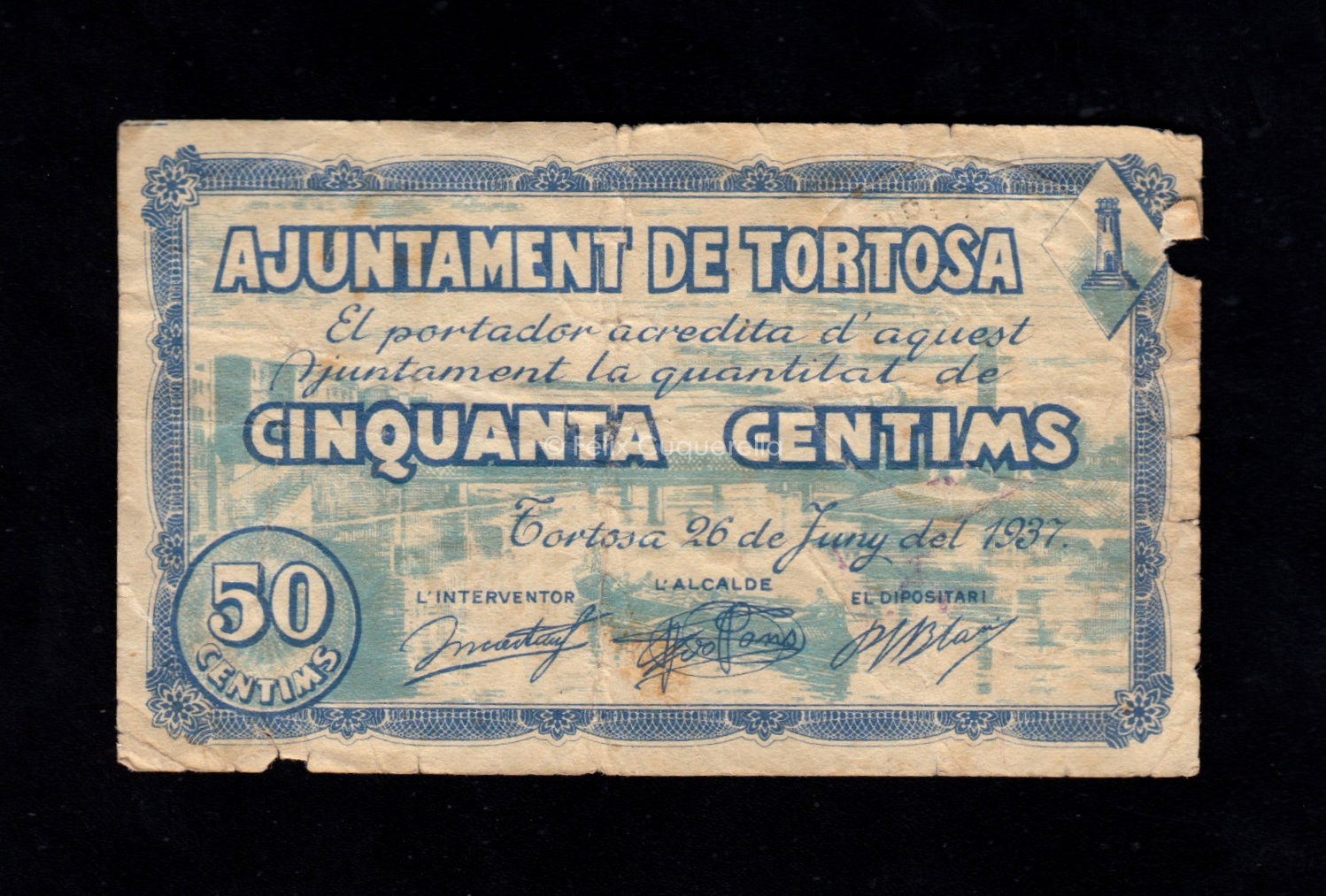 Tortosa (Tarragona), 50 céntimos 1937, B/C Tortosa (Tarragona), 50 céntimos 1937, B/C