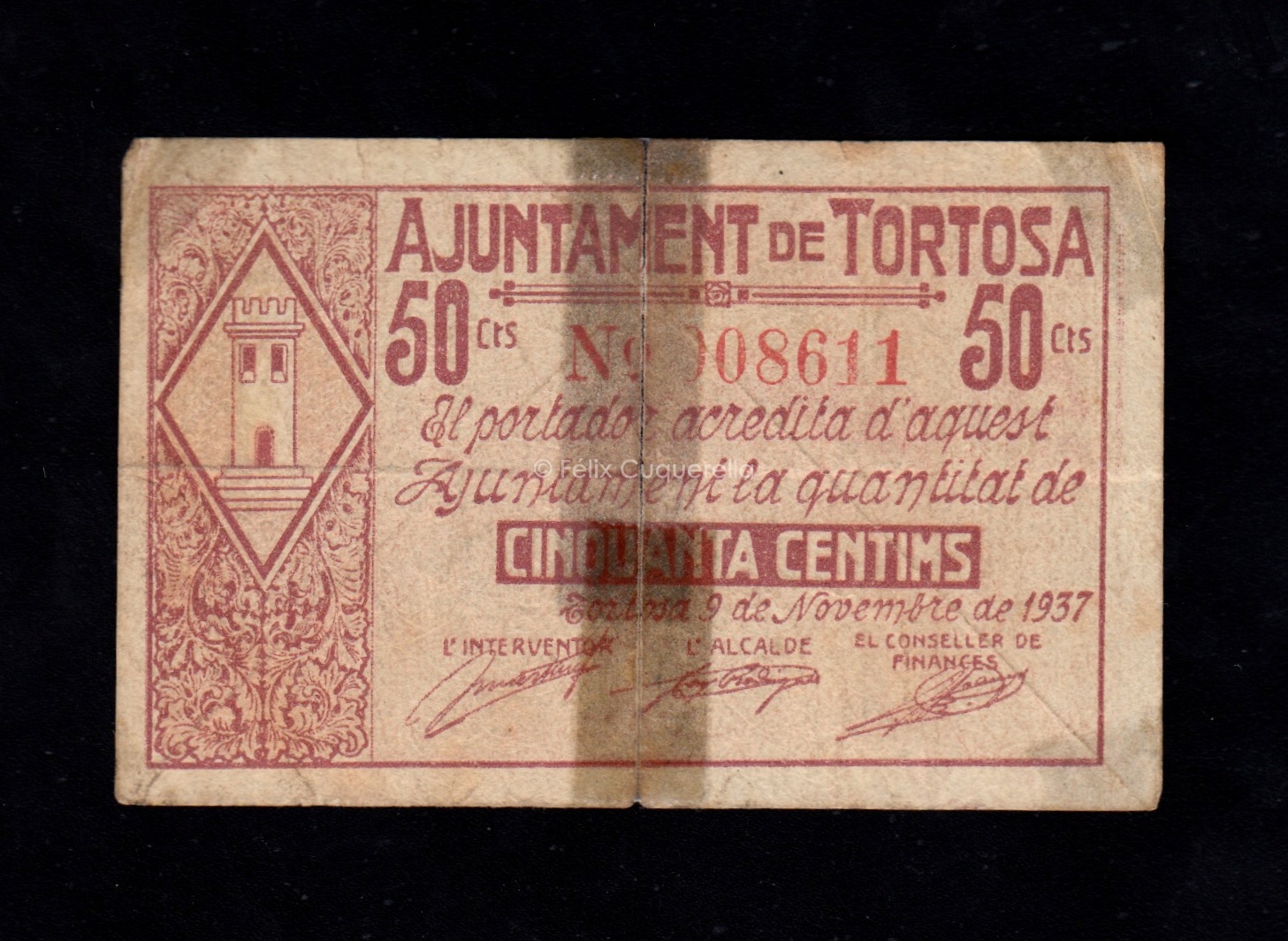 Tortosa (Tarragona), 50 céntimos 1937, B/C- Tortosa (Tarragona), 50 céntimos 1937, B/C-