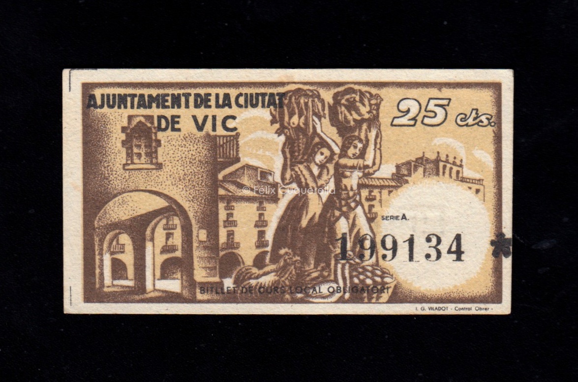 Vic (Barcelona), 25 céntimos 1937, EBC+ Vic (Barcelona), 25 céntimos 1937, EBC+