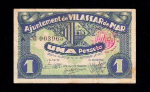 Vilassar de Mar (Barcelona), 1 peseta 1937, EBC-