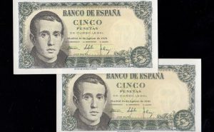 Pareja correlativa 5 pesetas 1951, serie E, S/C