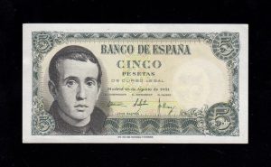 5 Pesetas 1951, serie F, S/C-