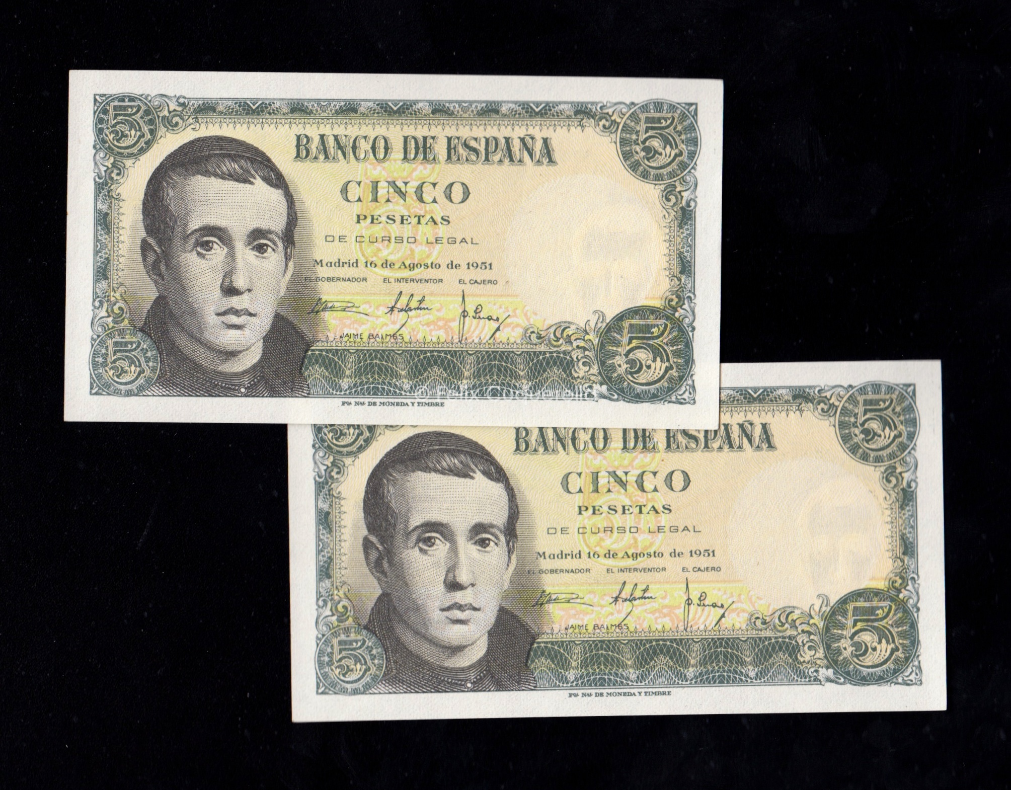 Pareja correlativa 5 pesetas 1951, serie H, S/C- Pareja correlativa 5 pesetas 1951, serie H, S/C-
