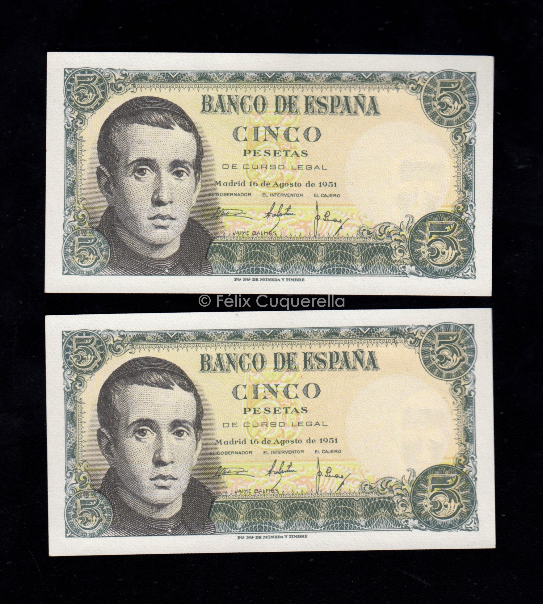 Pareja correlativa 5 pesetas 1951, serie H, S/C- Pareja correlativa 5 pesetas 1951, serie H, S/C-