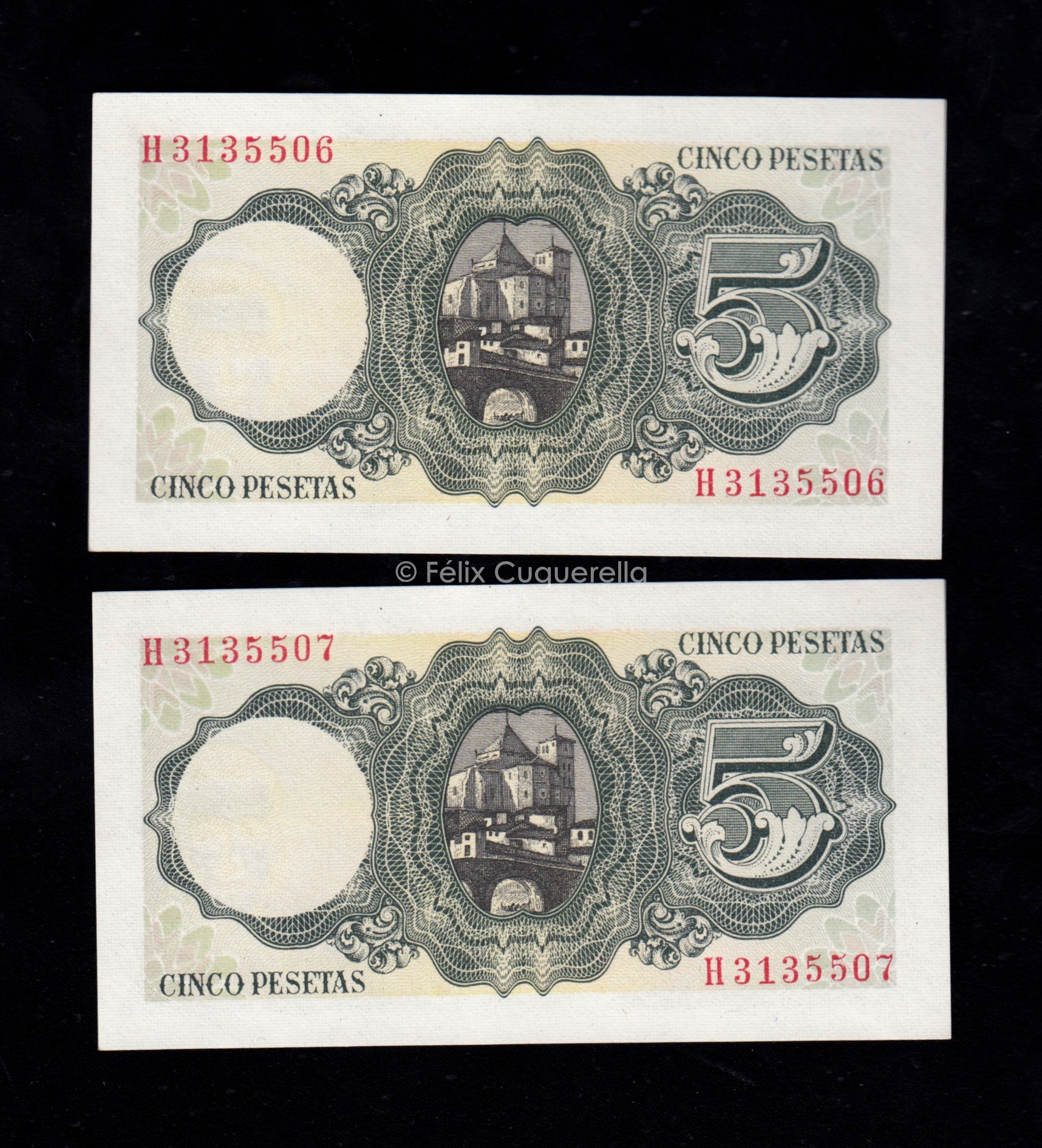 Pareja correlativa 5 pesetas 1951, serie H, S/C- Pareja correlativa 5 pesetas 1951, serie H, S/C-