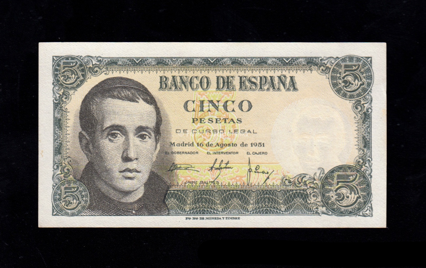 5 Pesetas 1951, serie J, S/C- 5 Pesetas 1951, serie J, S/C-
