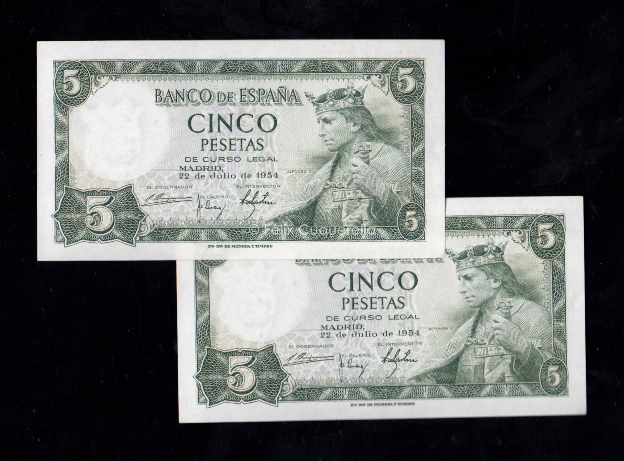 Pareja correlativa 5 pesetas 1954, serie S, S/C- Pareja correlativa 5 pesetas 1954, serie S, S/C-