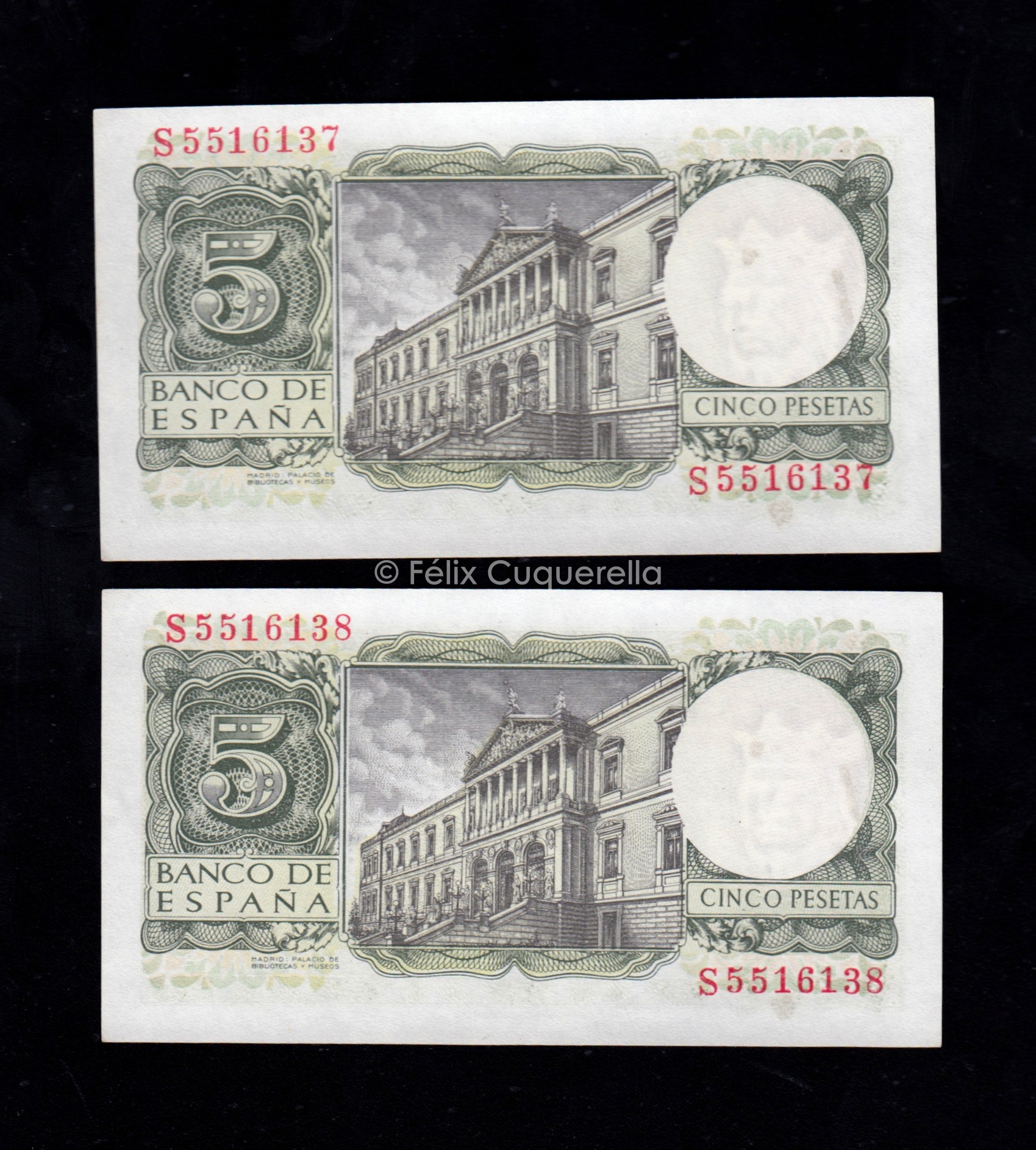 Pareja correlativa 5 pesetas 1954, serie S, S/C- Pareja correlativa 5 pesetas 1954, serie S, S/C-