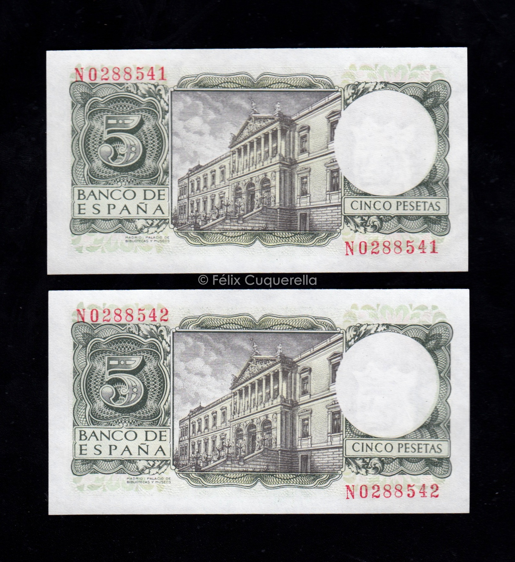 Pareja correlativa 5 pesetas 1954, serie N, S/C- Pareja correlativa 5 pesetas 1954, serie N, S/C-